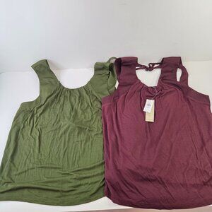 Banana Republic Loose Fitting Tank Top Bundle Size Large Petite Green / Burgundy
